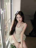 Plataz Shuxin Jennie With The Same High-End French Sweet Dot Dress Woman Thin Folded Folded Folded Tying Dress
