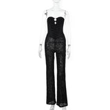 Plataz Metal Hollow Velvet Strap New Lace-Bossed Trousers DJPT
