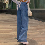 Plataz Burst Low-Rise Jeans Fashion Retro Straight Pants Loose Street Style Denim Trousers DJPT