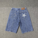 Plataz Alcatraz Jeans New Star Embroidered High Street Retro Old Casual Five-Point Pants DJPT
