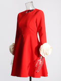 Plataz Elegant Famous Wind 2025 Round Collar Summer New Three-Dimensional Rose Design Niche Temperament Dress