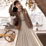 Plataz Design Haitang Whisper China Fenghan Element College Wind Coat Shirt Sling Skirt Set 6705
