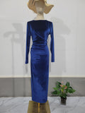 Plataz Aristocratic Velvet Body Sexy Waist Irregular Dress Dress Dress Woman