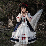 Plataz Court White Snowy Lolita Women's Short-Sleeved Dress Everyday Cute Lolita Sweet Dress 6345