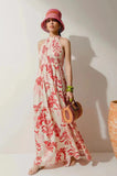 Plataz Summer New Holiday Wind Standing Sleeveless Splicing Design Waist Long Dress Dress Woman