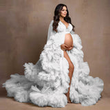 Plataz Dress Wedding Show Photo Photo 2025 Hot Pregnant Women Thin Net Yarn Dress Party Long Girl Maternity