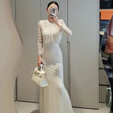 Plataz Autumn New Famous French Heavy Industry Hot Sleeve Long Sleeve White Top High Waist Thin Women's Half-Dress Suit