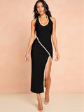 Plataz Element Hanging Neck Elastic Banding Dress Dinner Light Luxury High-End Evening Dress