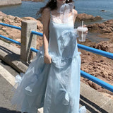 Plataz Double-Layered Bow Dress Sweet Seaside Holiday Dress 2024 New