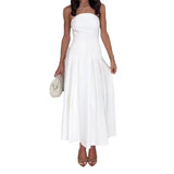 Plataz Summer New Breast-Scuffed Sleeveless High-End Temperament Mid-Long Dress