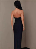Plataz 2025 Sexy Diamond-Studded Temperament Banquet Dress Open-To-Shoulder Fork With Bandits