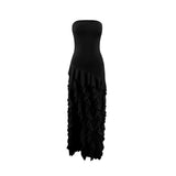 Plataz Summer Explosion Sexy Chest Repair Wooden Ear Side Open Temperament Evening Dress Dress Dress DJPT