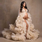 Plataz Dress Wedding Show Photo Photo 2025 Hot Pregnant Women Thin Net Yarn Dress Party Long Girl Maternity