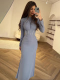 Plataz Spring Cundress Long Sleeves And Flaws With Irregular Long Dress Dress Woman