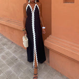 Plataz Women's Summer Hanging Neck-Loose Sexy Dress Simple Fashion Bump Dress