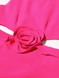 Plataz Small Sexy A-Dress 2025 New Round-Neck Sleeveless Design Lumbar Three-Dimensional Flowers Short Dress Dress Woman