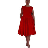 Plataz 2025 New Solid Color Sleeveless Strap Folds Splicing Body Repair Dress