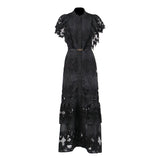 Plataz Temperament Fashion Elegant Style Dress 2025 New Collar Embroidery Sleeker Sleeker Summer New Long Dress Woman
