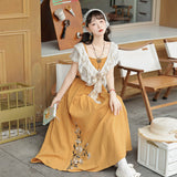 Plataz Design Until Dusk Chinese Style Improved Han Elements Of Women's Shawl Sling Skirt Suit 9217
