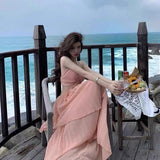 Plataz Dress Sexy Pure Desire Irregularly Exposed Waist Thin Sling Dress Design Feeling 100 Folded Dress Dress Dress Dress Woman