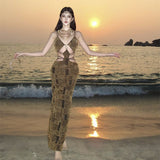 Plataz Style Hottie Sexy V-Neck Slings Body-Body-To-Scks Dress Seaside Holiday Style Design Reveals Back Dress