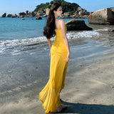 Plataz Slings Slims And Irregular Open Fork Long Skirt Beach Holiday Birthday Dinner Small Dress