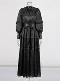 Plataz Literary And Art Retro Style Dress 2025 New Temperament Bubble Sleeve Tie To Repair The Summer Long Dress Woman