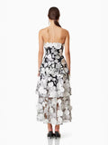Plataz New Flower Three-Dimensional Decoration Solid Color Tarnish Sleeveless Long Dress Woman