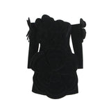 Plataz Walking Show Famous Lady Dress Woman 2025 Spring New Heavy Industry Velvet Three-Dimensional Flowers Breast Small Dress