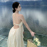Plataz Temperament Hanging Neck Hanging Dress Women's Summer Dress Photo Show Back Seaside Beach Skirt
