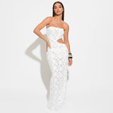 Plataz Women's Solid Color Sleeveless Bare Lace Lace Lace Repair Dress DJPT