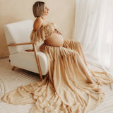 Plataz Chiffon Pregnant Women's Long Dress Set One Word For Summer Chiffon Pregnant Women To Take Pictures Maternity