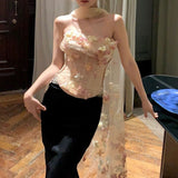 Plataz Flower Tector Blouse With Fishtail Half Skirt 2024 New Temperament Birthday Party Set