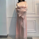 Plataz 2024 Round Collar Light Dress Slim Slim Light Luxury With Long Skirt
