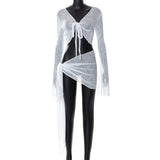 Plataz Eye Tuff Strap Long Sleeve Wrapped Blouse Casual Half-Skirt Set Summer New Women's Clothing DJPT