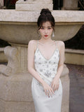 Plataz Shuxin's Design Of The Same Water-Drilled Sling Dress Female Senior Sense V-Neck Body Banquet Bag-Gown Dress Dress