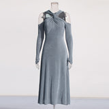 Plataz Temperament Elegant Wind 2025 Summer New Cross-Necked Shoulder Knot Design Dress Dress Woman