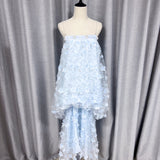 Plataz New Blue Flower Mesh Yarn Sling Skirt Super Fairy Fashion Age Reduction Dress