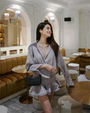 Plataz High-End Feel-Leaf White V-Neck Thin Shirt Dress For Women's Spring 2024 Fairy Babes