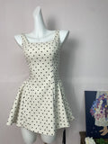 Plataz Shuxin Jennie With The Same High-End French Sweet Dot Dress Woman Thin Folded Folded Folded Tying Dress