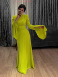 Plataz 2024 New Lotus Leaf Sleeve Long Half-High Collar Design Feel Dress Temperament