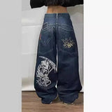 Plataz New Y2k High Street Gradient Loose Straight Jeans Men And Women's Same Trendy Jeans DJPT