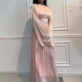 Plataz 2024 Round Collar Light Dress Slim Slim Light Luxury With Long Skirt