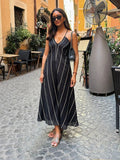 Plataz Summer 2024 Beach-Winded Holiday Sexy Striped Sling Dress