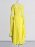 Plataz Elegant Style Dress 2025 Spring New Round Horn Sleeves Big Swing Dress Dress Woman