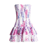 Plataz Holiday Style Dress 2025 Summer New Breast-Print Body-Wearing Short Skirt Girl With Lotus Leaf Side