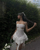 Plataz Niche Embroidery Sling Dress Female Design Temperament Slim Bra Dress Seaside Pure Lusty Short Dress