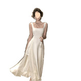 Plataz Ballet-Style White Sling Dress Women's Summer French-Style Niche Design High-End Waist-Like Dress DJPT