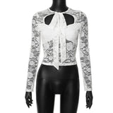 Plataz Women's 2024 Summer New Solid Color Lace Long Sleeve Strap Hollow Sexy Top DJPT