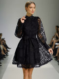 Plataz Retro Court Dress Women's Dress 2025 Early Spring New Lace Embroidery Jed Flower Collection Waist Thin Skirt